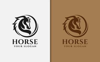 Poster - Minimalist Elegant Black Horse Logo Design. Usable For Business and Brand Company. Vector Logo Illustration.