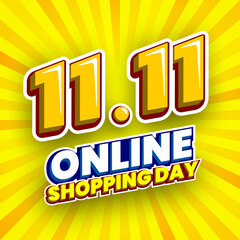 Wall Mural - 11.11 online shopping day sale banner. Vector illustration.