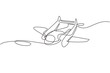 © Simple Line - Single continuous line drawing vintage airplanes models. Retro motor aircraft with propeller icon. Monoplane and biplane planes. Air transportation. One line draw graphic design vector illustration