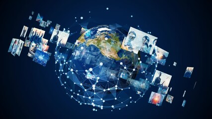 Poster - Visual contents concept. Image analysis. Digital transformation. Global communication network. 