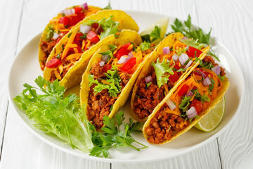 Sticker - Ground Beef Tacos on a plate, top view