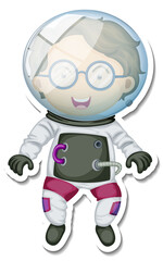 Wall Mural - A sticker template with an astronaut cartoon character isolated