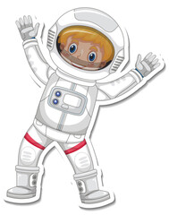 Wall Mural - A sticker template with an astronaut cartoon character isolated