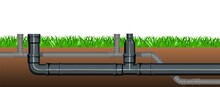 Pipeline For Various Purposes. Lawn Grass. Underground Part Of System. Isolated Illustration Vector