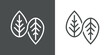 © teracreonte - Icono plano silueta de 2 hojas con lineas con forma de símbolo infinito en fondo gris y fondo blanco