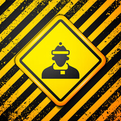 Wall Mural - Black Autumn clothes icon isolated on yellow background. Warning sign. Vector