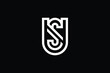 © Fin House - US logo letter design on luxury background. SU logo monogram initials letter concept. US icon logo design. SU elegant and Professional letter icon design on black background. U S SU US