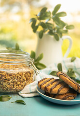 Wall Mural - Granola and cookies, healthy eating, wellbeing, healthy lifestyle, breakfast in the morning