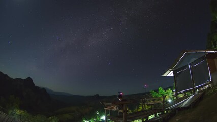 Wall Mural - beautiful timelapse at night, baan huai hee - mae hong son province, thailand