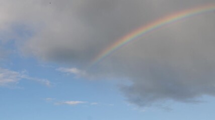 Wall Mural - natural phenomenon bright colorful rainbow in the clouds