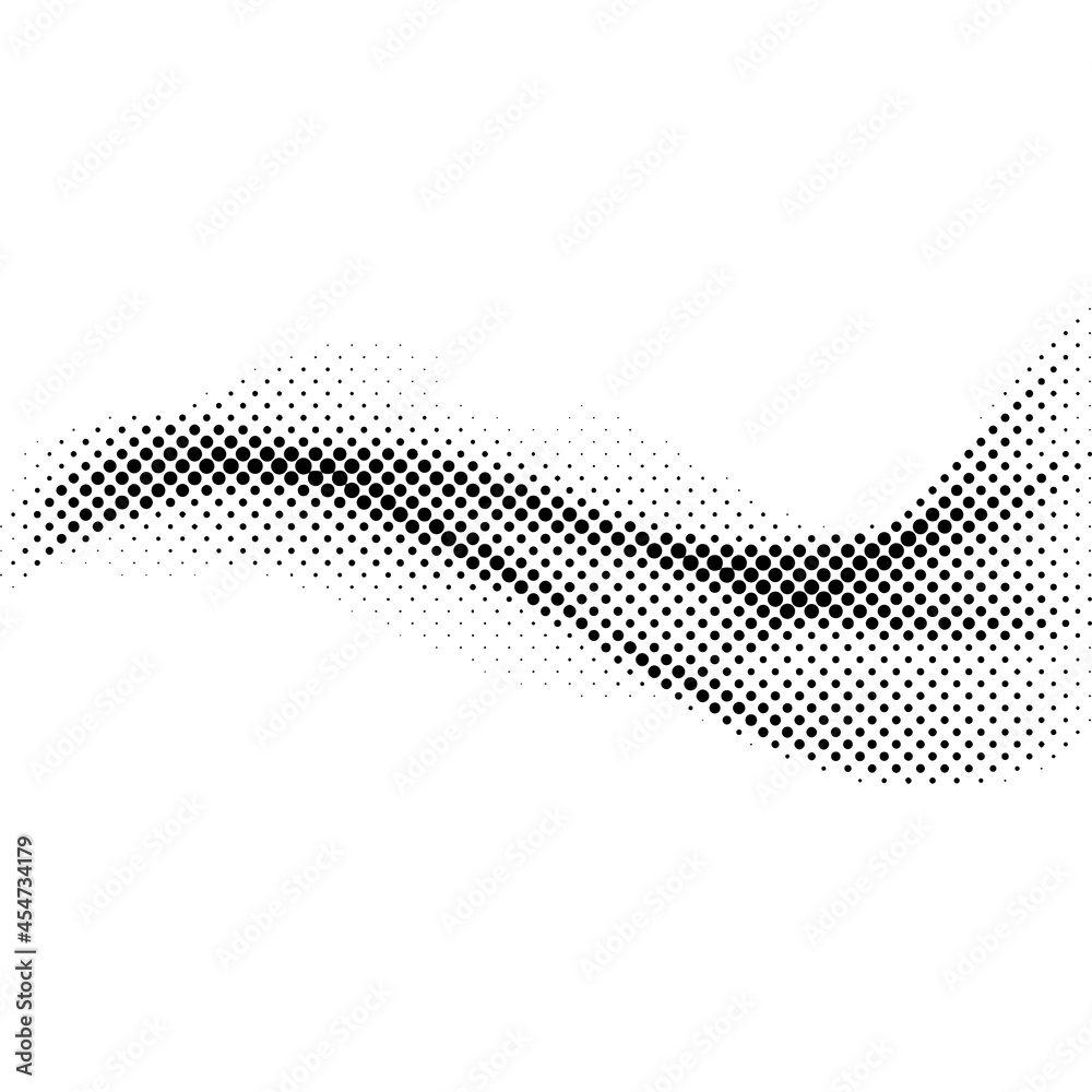 Abstract halftone wave background. Modern gradient halftone pattern vector illustration. Black and white Halftone dot art.