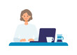 © SHIROKUMA-DESIGN - Concept for using computer. woman checking internet by PC.