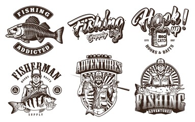 Poster - Vintage monochrome fishing prints