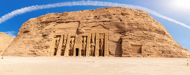 Wall Mural - Nefertiti Temple panorama, ancient city Abu Simbel, Egypt