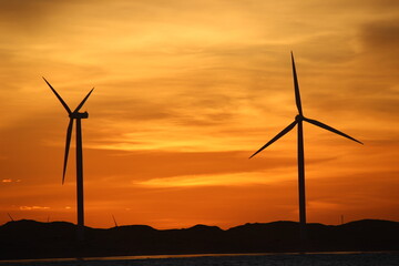 wind turbines at sunset, Icaraí de Amontada, Ceará, Brasil