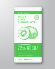 Wall Mural - The Original Finest Chocolate Abstract Vector Packaging Design Label. Modern Typography and Hand Drawn Kiwi Fruit Sketch Silhouette Background Layout. Isolated
