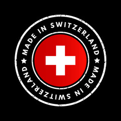 Made in Switzerland text emblem badge, concept background