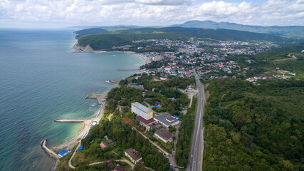 Wall Mural - Aerial view of the city of Dzhubga. Krasnodar region. Russia