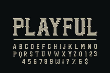 Poster - Typeface alphabet Font Script handcrafted handwritten vector label design old style.Shadow Effect.vintage Hand Drawn.Retro Typography.Vector Illustration.