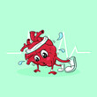 cute cartoon kawaii vector illustration weak heart sports character
