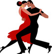 Hispanic couple dancing tango, EPS 8 vector illustration, separated on white