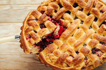 Wall Mural - homemade pastry with berries and apple