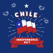 © armankra19 - Square Banner illustration of Chile independence day celebration. Waving flag and hands clenched. Vector illustration.