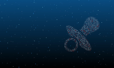 Poster - On the right is the nipple symbol filled with white dots. Background pattern from dots and circles of different shades. Vector illustration on blue background with stars