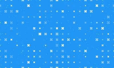 Poster - Seamless background pattern of evenly spaced white adhesive plaster symbols of different sizes and opacity. Vector illustration on blue background with stars