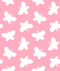 Sticker - Vector seamless pattern of hand drawn doodle sketch butterfly butter fly silhouette isolated on pink background