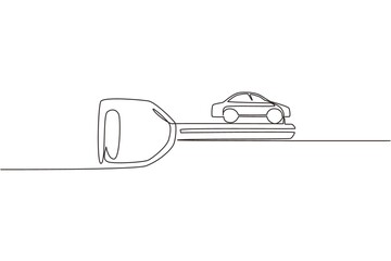Poster - Continuous one line drawing car keys logo design template. Sale, lease and purchase of cars. Car rental concept. Suitable for vehicle business. Single line draw design vector graphic illustration