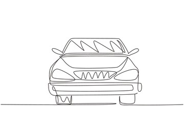 Poster - Continuous one line drawing elegant sedan car. Beautiful sports car men favorite. Cars with reliable speed for drive. Rider transportation concept. Single line draw design vector graphic illustration