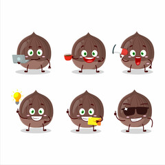 Poster - Chestnut cartoon character with various types of business emoticons