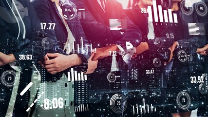 Poster - conceptual business dashboard for financial data analysis . 3d render computer graphic .