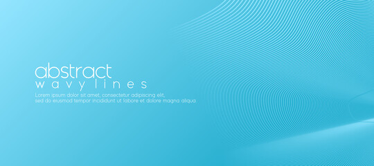 Poster - Soft blue futurictic background with wavy lines for banner, posters, and wallpaper. Vector