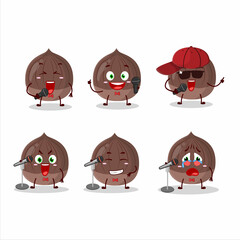 Sticker - A Cute Cartoon design concept of chestnut singing a famous song