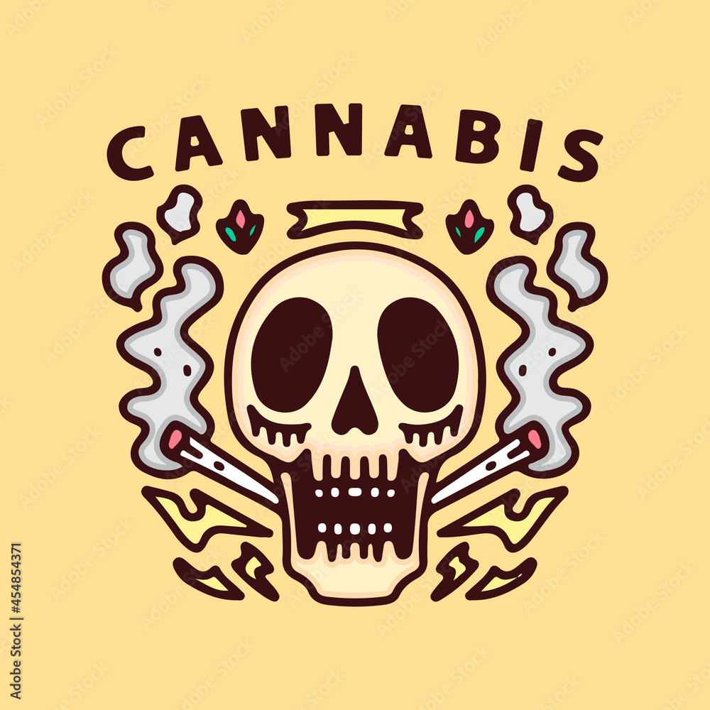 Smoke weed skull in retro style. illustration for t shirt, poster, logo ...