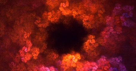 Poster - 3D rendering abstract multicolor fractal light background
