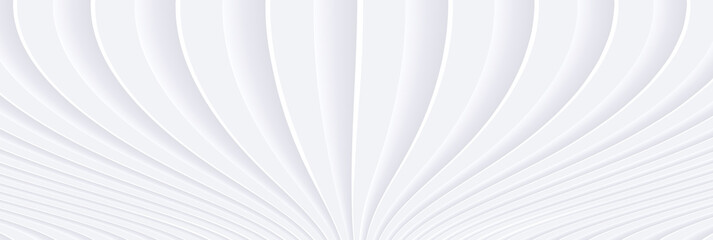 Poster - Abstract white background with 3D waves pattern, interesting minimal white gray striped vector background illustration for business presentation minimal neumorphism design.