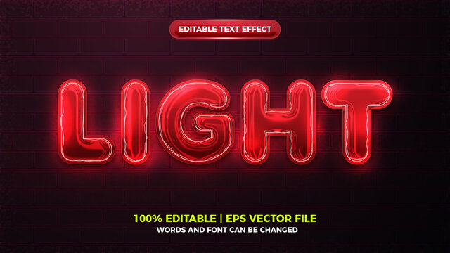 future red light neon glow 3d bold editable text effect