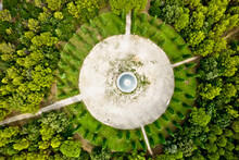 Red Island Near Rovinj Mausoleum And Park Aerial View