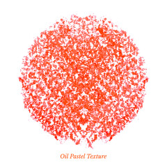 Poster - Circle oil pastel brush texture, red hand drawn textured splash, abstract blob on paper