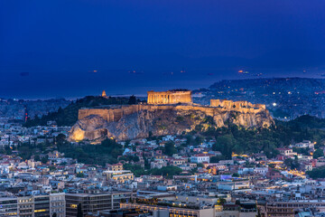 Wall Mural - Illuminated Acropolis with Parthenon at night, Athens, Greece.