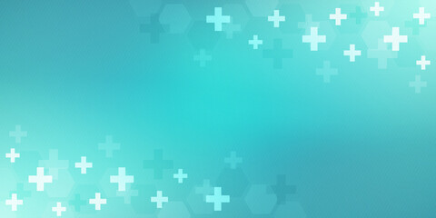 Illustration of a medical background with hexagons pattern and crosses