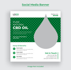 Hemp products or Cbd oil promotional Social media banner and cannabis web banner template