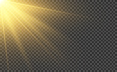Wall Mural - sunlight realistic effect. light ray or sun beam. shiny magic sunset vector illustration