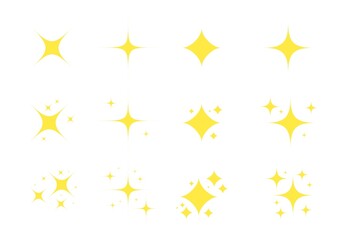 Wall Mural - yellow sparkles. gold stars sparkle icon. glowing decoration twinkle. vector shiny flash illustratio