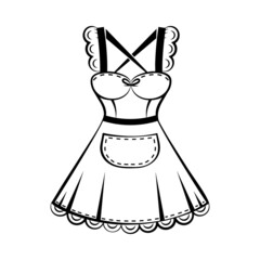 Sticker - Women's sexy bib apron with a pocket with lace