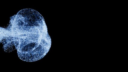 Poster - 3d render of exploding with particles and depth of field. cold bright flame. detailed simulation.