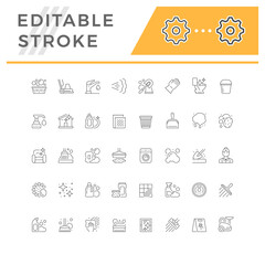 Set line icons of cleaning